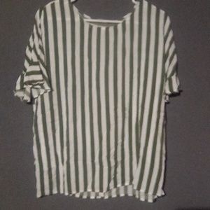 Green and cream striped shirt